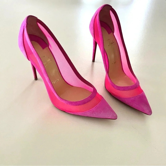 Christian Louboutin Shoes - Christian Louboutin Galaviti 100 pink mesh suede heels 38.5